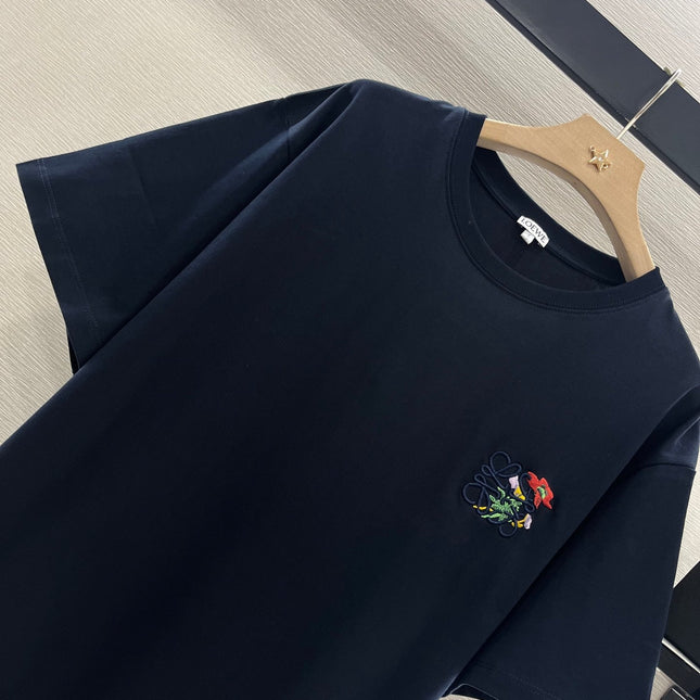 LOEWE T-SHIRT WITH FLORAL EMBROIDERY 274666