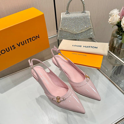 6AM SLINGBACK HIGH HEELS 55 MM IN LIGHT PINK PATENT LAMBSKIN