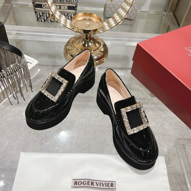 VIV' RANGERS LOAFERS IN BLACK PATENT CALFSKIN CRYSTAL BUCKLE