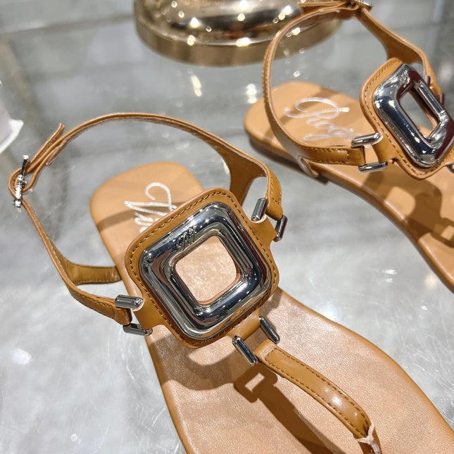 VIV' BY THE SEA SANDALS IN CINNAMON BROWN CALFSKIN