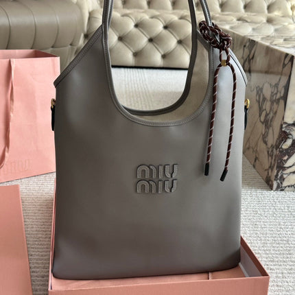 IVY TOTE BAG 35 IN GRAY CALFSKIN