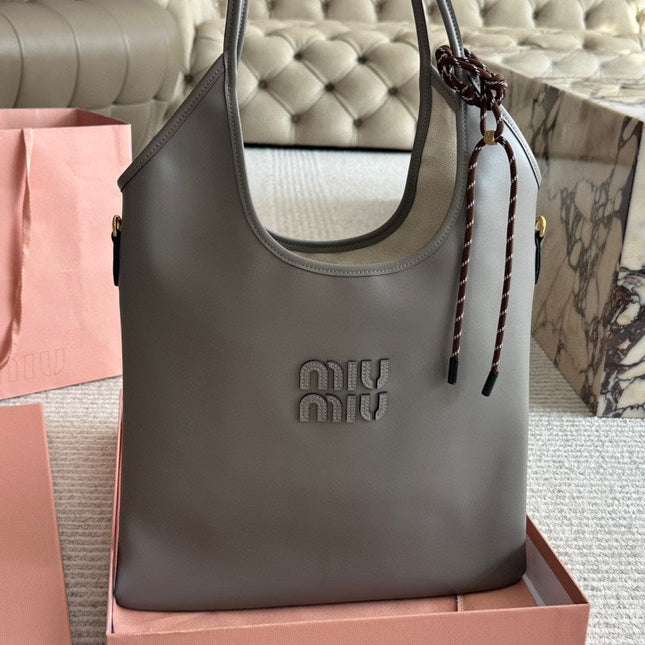 IVY TOTE BAG 35 IN GRAY CALFSKIN