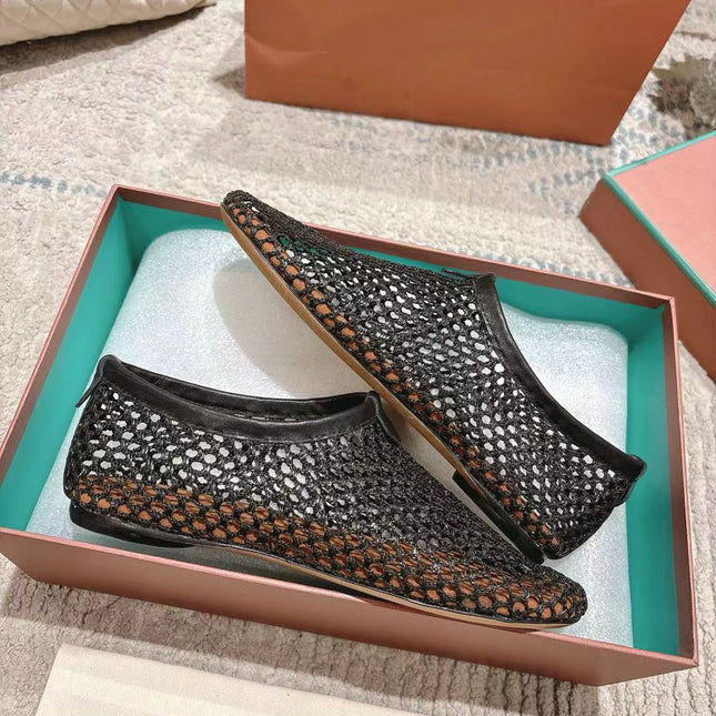 FLAT SHOES IN BLACK MESH FABRIC