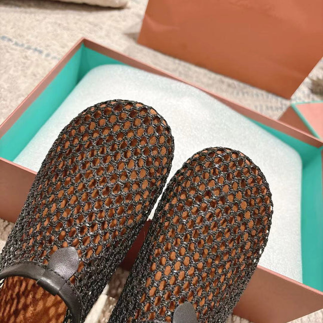 FLAT SHOES IN BLACK MESH FABRIC