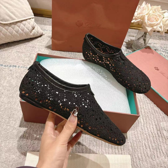 FLAT SHOES 25 IN BLACK MESH FABRIC