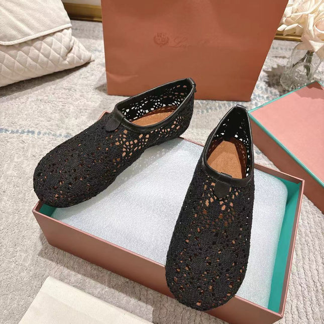 FLAT SHOES 25 IN BLACK MESH FABRIC