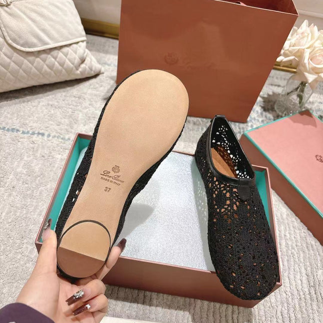 FLAT SHOES 25 IN BLACK MESH FABRIC