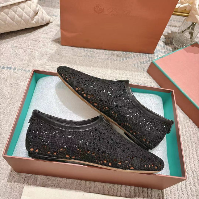 FLAT SHOES 25 IN BLACK MESH FABRIC