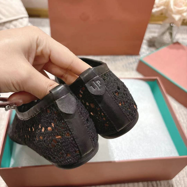 FLAT SHOES 25 IN BLACK MESH FABRIC