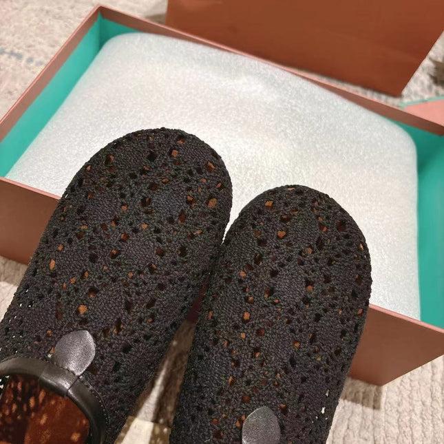 FLAT SHOES 25 IN BLACK MESH FABRIC