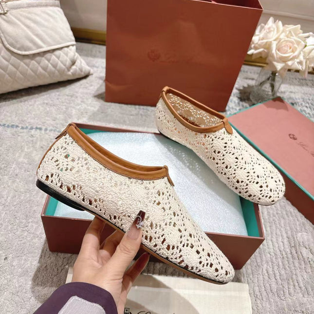 FLAT SHOES 25 IN WHITE MESH FABRIC