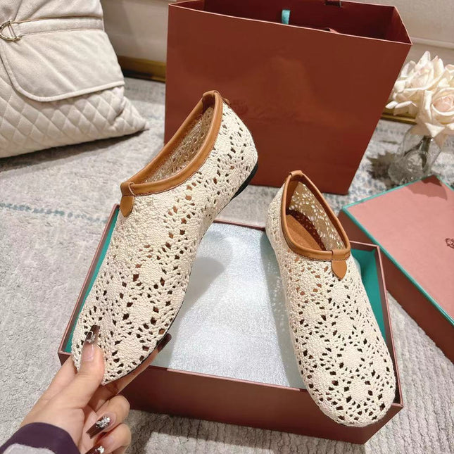 FLAT SHOES 25 IN WHITE MESH FABRIC