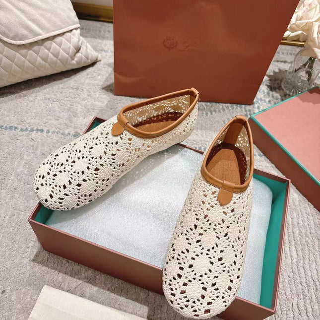 FLAT SHOES 25 IN WHITE MESH FABRIC