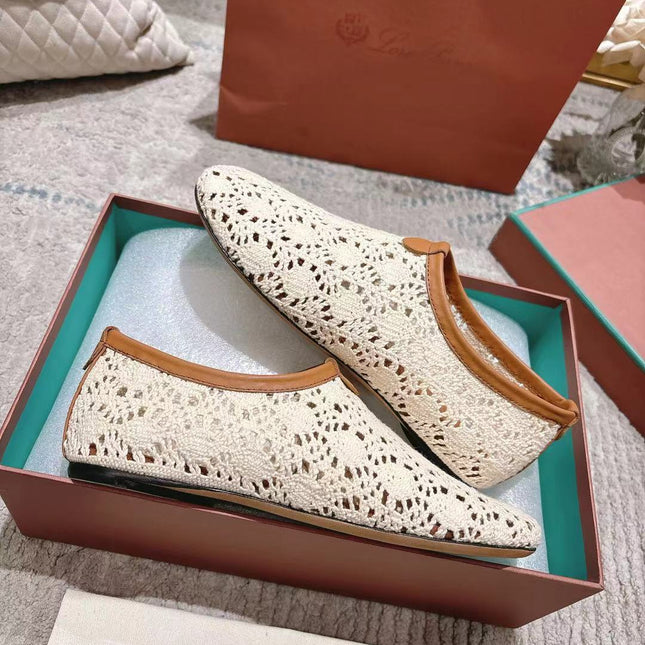 FLAT SHOES 25 IN WHITE MESH FABRIC