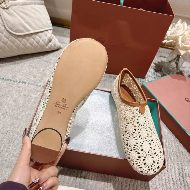 FLAT SHOES 25 IN WHITE MESH FABRIC