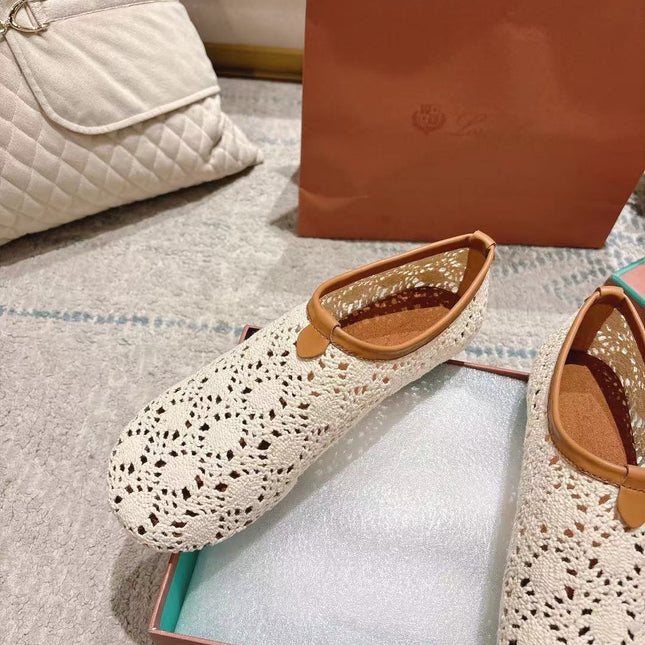 FLAT SHOES 25 IN WHITE MESH FABRIC