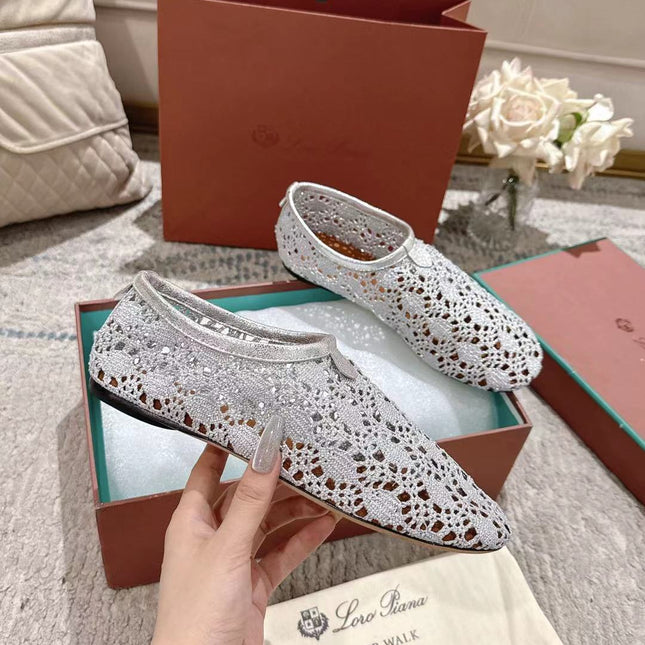 FLAT SHOES 25 IN PAPER WHITE MESH FABRIC