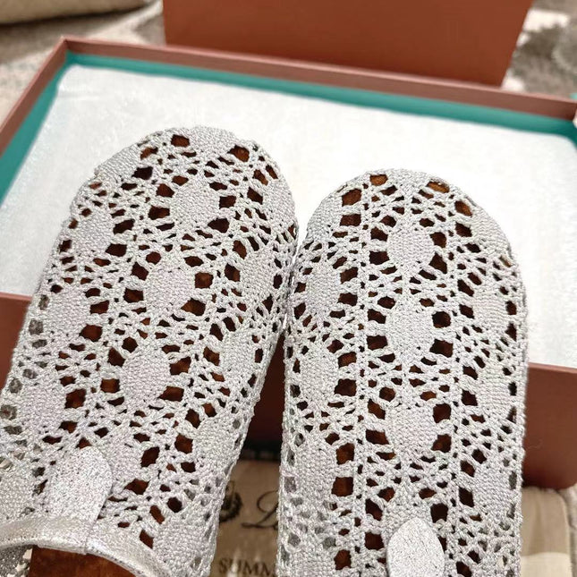 FLAT SHOES 25 IN PAPER WHITE MESH FABRIC