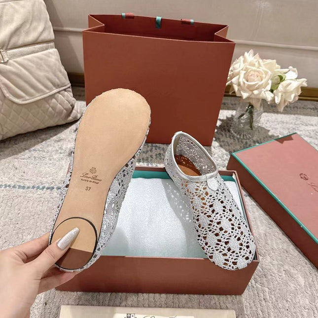 FLAT SHOES 25 IN PAPER WHITE MESH FABRIC