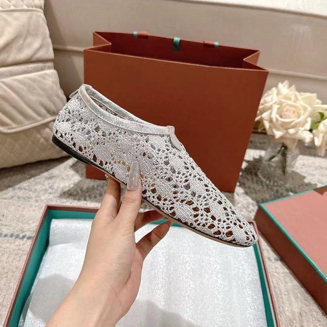 FLAT SHOES 25 IN PAPER WHITE MESH FABRIC