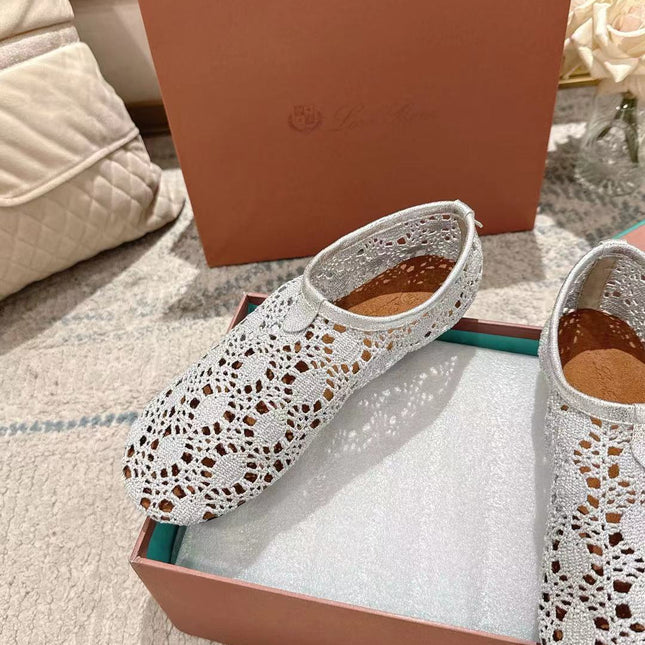 FLAT SHOES 25 IN PAPER WHITE MESH FABRIC