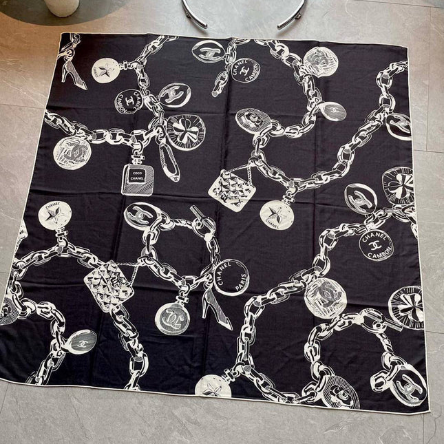 CHANEL 25S SCARF 140 IN CASHMERE SILK 733891