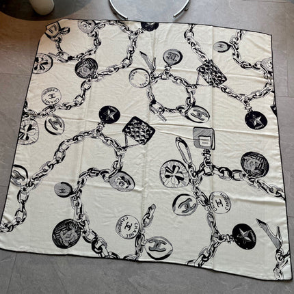 CHANEL 25S SCARF 140 IN CASHMERE SILK 733892