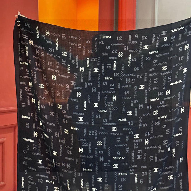 CHANEL 25S SCARF 140 IN CASHMERE SILK 733897