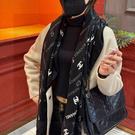 CHANEL 25S SCARF 140 IN CASHMERE SILK 733897