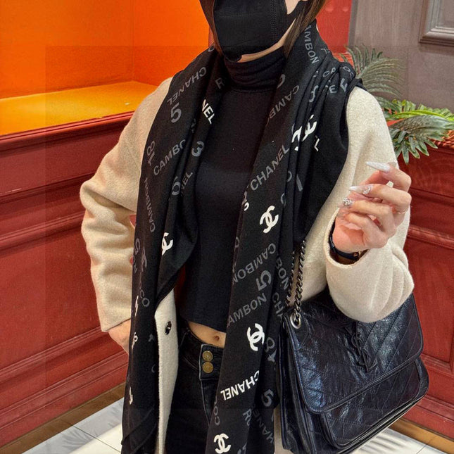 CHANEL 25S SCARF 140 IN CASHMERE SILK 733897
