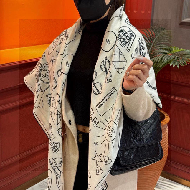 CHANEL 25S SCARF 140 IN SILK 735810