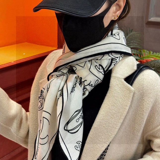 CHANEL 25S SCARF 140 IN SILK 735810
