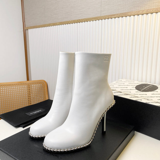 KIRA ANKLE BOOTS 10 CM IN WHITE CALFSKIN