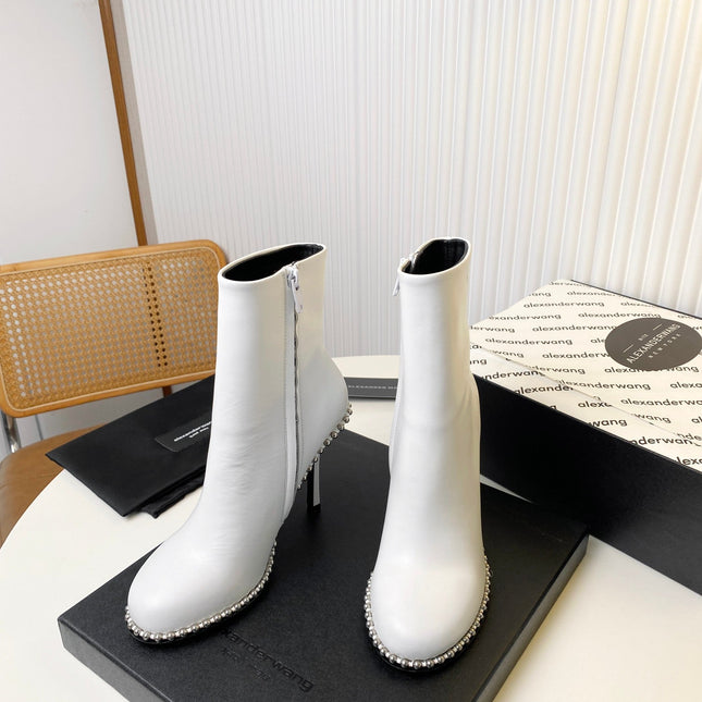 KIRA ANKLE BOOTS 10 CM IN WHITE CALFSKIN
