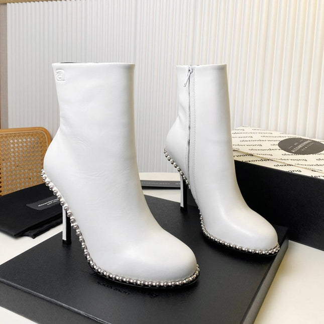 KIRA ANKLE BOOTS 10 CM IN WHITE CALFSKIN