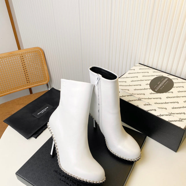 KIRA ANKLE BOOTS 10 CM IN WHITE CALFSKIN