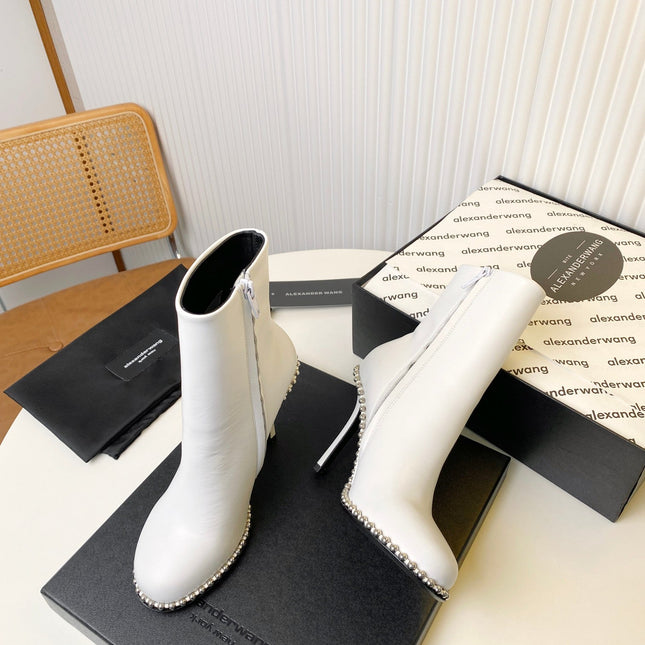 KIRA ANKLE BOOTS 10 CM IN WHITE CALFSKIN