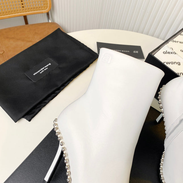 KIRA ANKLE BOOTS 10 CM IN WHITE CALFSKIN