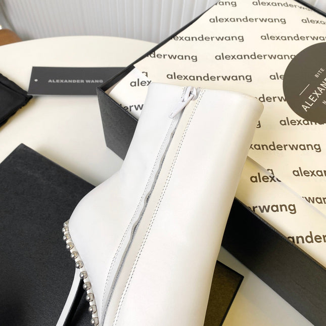 KIRA ANKLE BOOTS 10 CM IN WHITE CALFSKIN