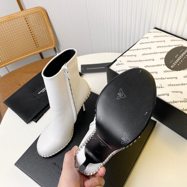 KIRA ANKLE BOOTS 10 CM IN WHITE CALFSKIN
