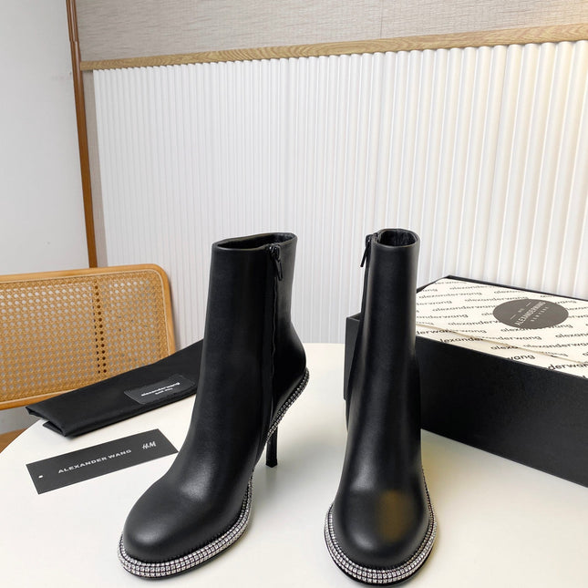 KIRA ANKLE BOOTS 10 CM IN BLACK CALFSKIN