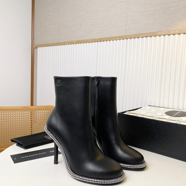 KIRA ANKLE BOOTS 10 CM IN BLACK CALFSKIN