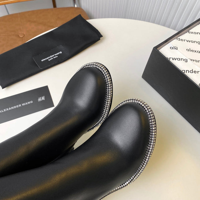 KIRA ANKLE BOOTS 10 CM IN BLACK CALFSKIN