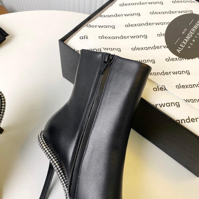 KIRA ANKLE BOOTS 10 CM IN BLACK CALFSKIN