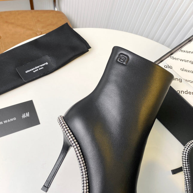 KIRA ANKLE BOOTS 10 CM IN BLACK CALFSKIN