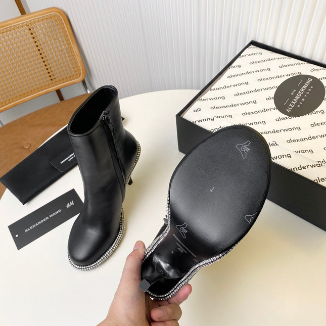 KIRA ANKLE BOOTS 10 CM IN BLACK CALFSKIN