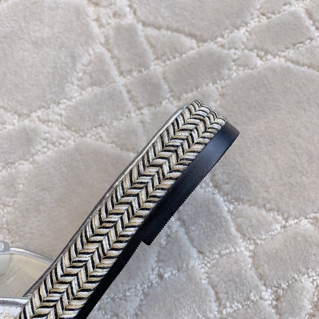 PLATFORM SLIPPERS IN SILVER WOOL AND LAMBSKIN