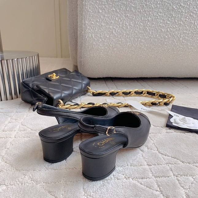 SLINGBACKS 45 IN BLACK SHEEPSKIN