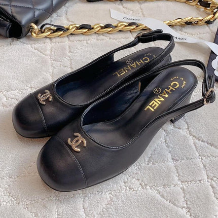 SLINGBACKS 45 IN BLACK SHEEPSKIN