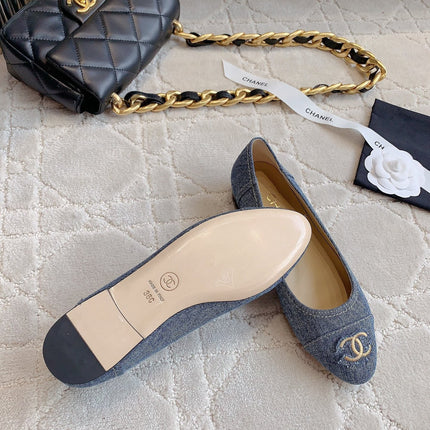 BALLET FLATS IN AEGEAN BLUE DENIM